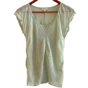 Eileen Fisher Cap Sleeve Handkerchief Linen Top Mint XS